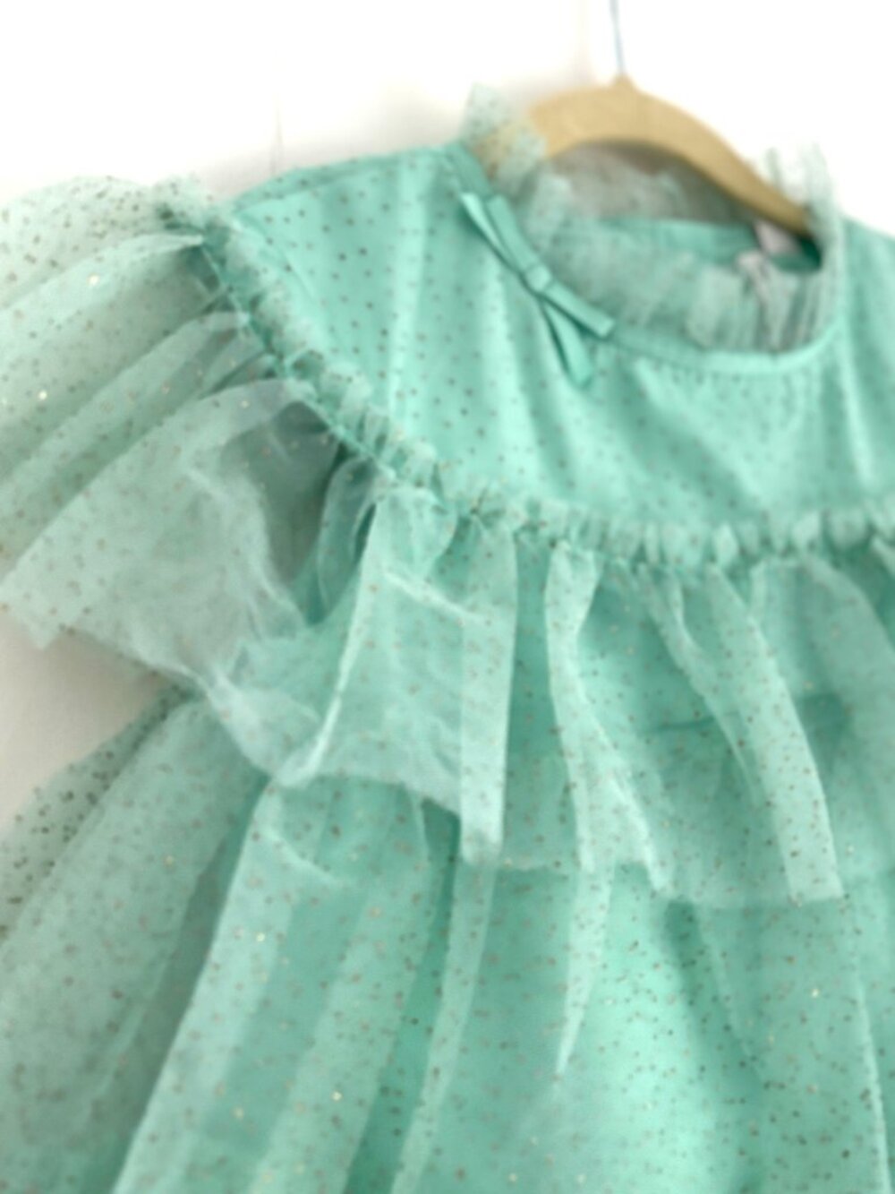 Disney x Janie and Jack Tiana Glitter Tulle Dress Girls Size 6 Mint Party - Picture 3 of 9